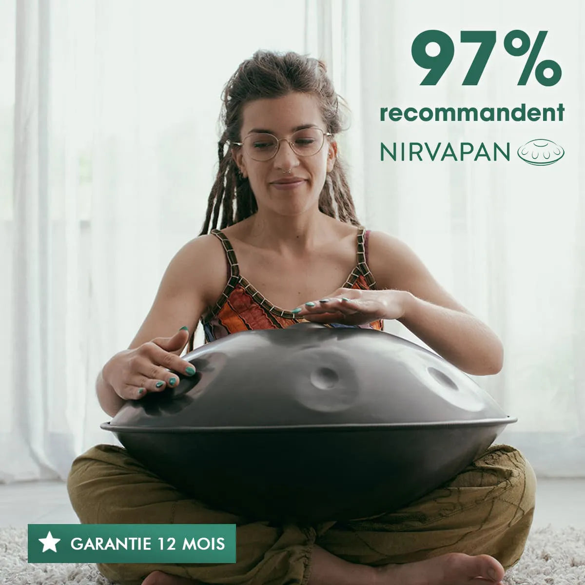 Handpan 9/10 notes noir - Ré mineur